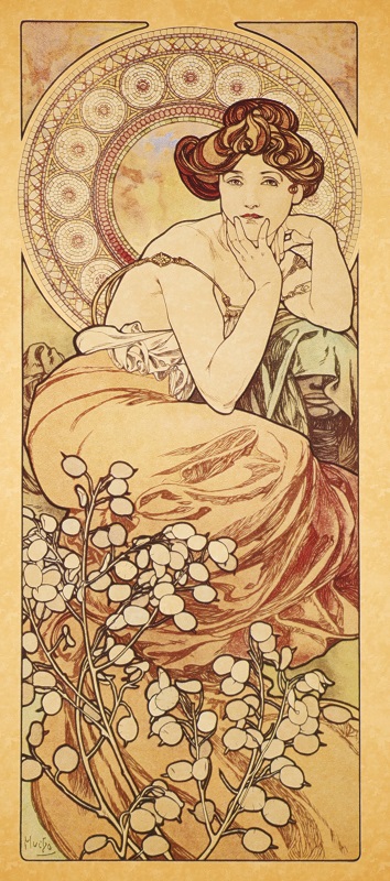 Альфонс Муха - Изумруд (Картина из сусального золота)
